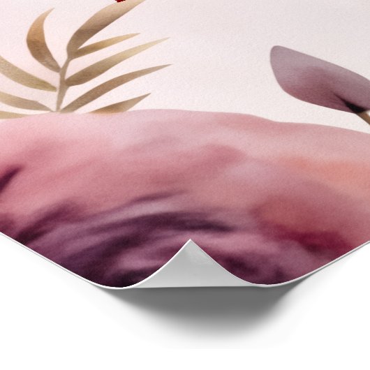 Wedding Welcome Poster – Blush Floral Pink Sign ポスター (角)