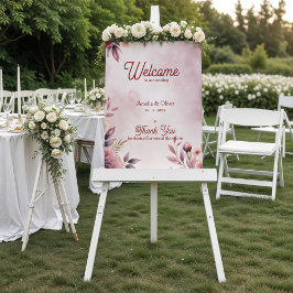 Wedding Welcome Poster – Blush Floral Pink Sign ポスター