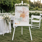 Wedding Welcome Sign | Blush Peach Floral ポスター