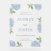 Wedding Welcome Sign, Classic Blue Hydrangea アクリルサイン (正面)