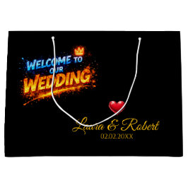 Wedding Welcome Sign – Personalized Names & Date ラージペーパーバッグ