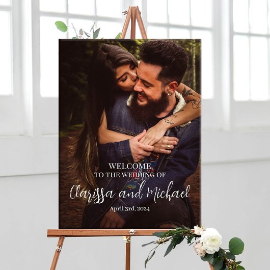 Wedding welcome sign poster with photo ポスター