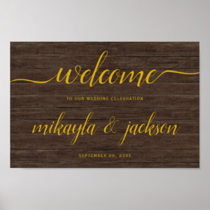 Wedding Welcome Sign with Handwriting Script ポスター