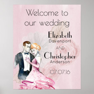 Wedding Welcome Vintage Wedding Couple ポスター