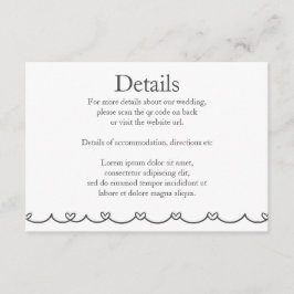 Wedding Whimsical Doodles Grey and White エンクロージャーカード