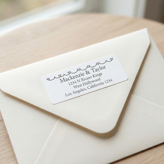 Wedding Whimsical Doodles Grey and White  ラベル