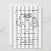Wedding Whimsical Doodles Grey and White 招待状 (正面)