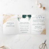 Wedding White All in one set Emerald Green Roses 三つ折り招待状 (内部)