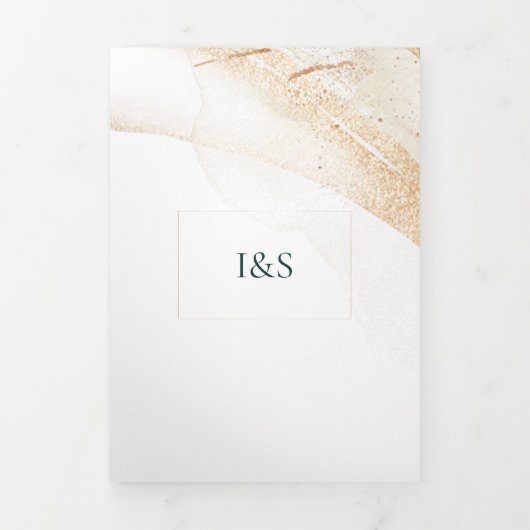 Wedding White All in one set Emerald Green Roses 三つ折り招待状 (カバー)