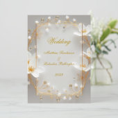 Wedding White Gold Modern Sophisticated Classy 招待状 (スタンド正面)