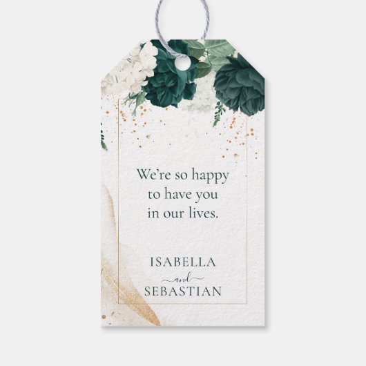 Wedding White Lavender Touch Emerald Green ギフトタグ (裏面)