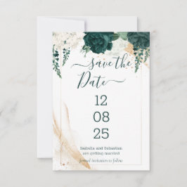 Wedding White Save the Date Emerald Green セーブザデート