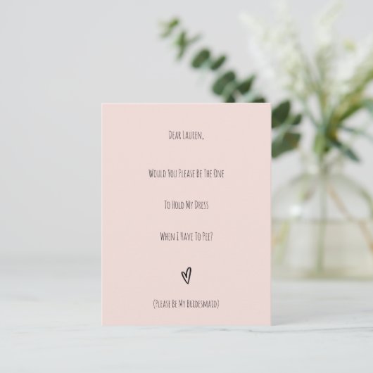 Wedding Will You Be My Bridesmaid Invitation Card ポストカード (スタンド正面)