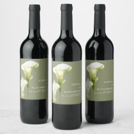 Wedding  Wine Label "Delicate Calla Lilies" ワインラベル