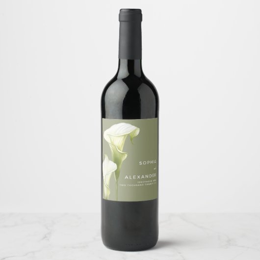 Wedding  Wine Label "Delicate Calla Lilies" ワインラベル (正面)