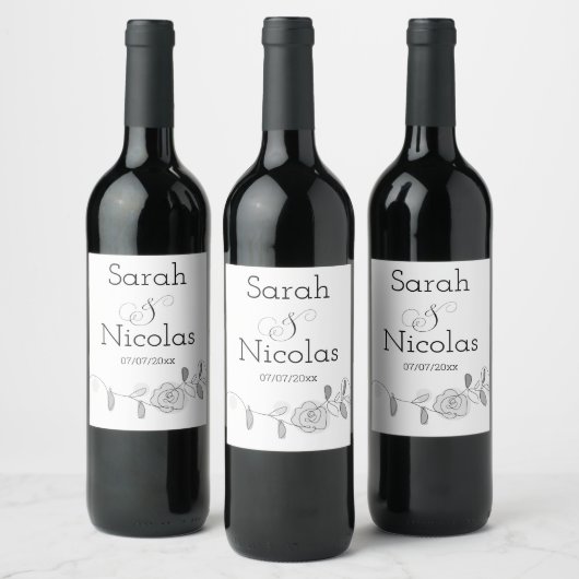 Wedding wine label personalized minimalist  ワインラベル (ボトル)