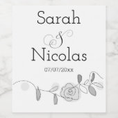 Wedding wine label personalized minimalist  ワインラベル (シングルラベル)