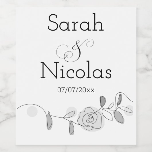 Wedding wine label personalized minimalist  ワインラベル (シングルラベル)