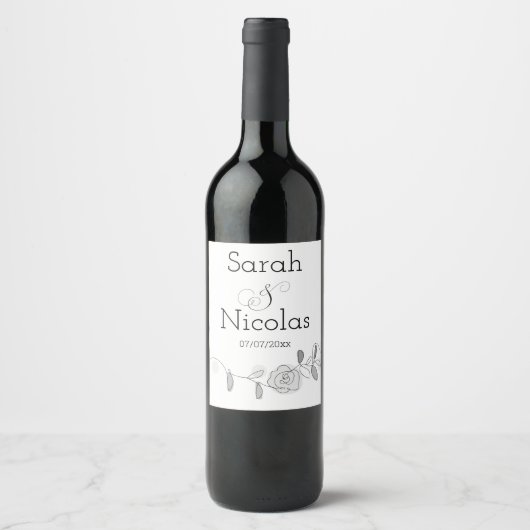 Wedding wine label personalized minimalist  ワインラベル (正面)