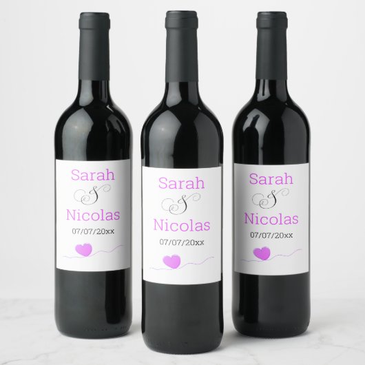 Wedding wine label personalized minimalist  ワインラベル (ボトル)