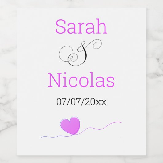 Wedding wine label personalized minimalist  ワインラベル (シングルラベル)