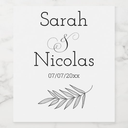 Wedding wine label personalized minimalist  ワインラベル (シングルラベル)