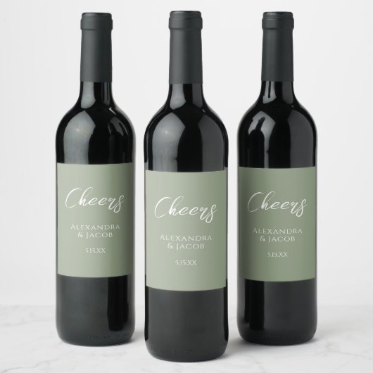 Wedding Wine Labels Elegant Typography ワインラベル (ボトル)