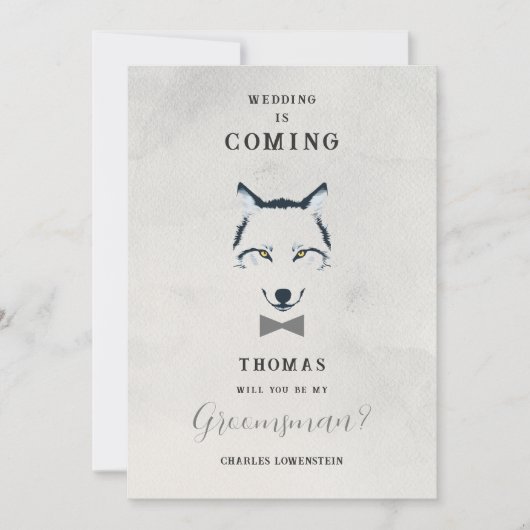 Wedding Wolf Groomsman Grey Shades Grey Bow Tie (正面)