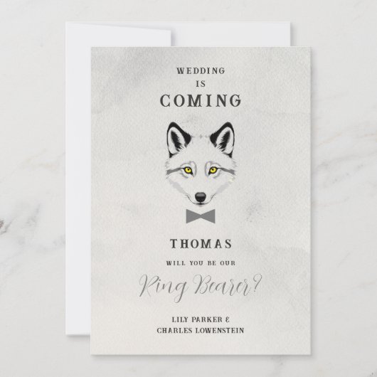 Wedding Wolf Ring Bearer Grey Shades Grey Bow Tie (正面)