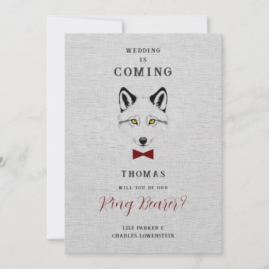 Wedding Wolf Ring Bearer Grey Shades Red Bow Tie (正面)