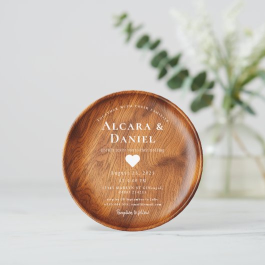 Wedding Wood Cut Unique Custom Invitation 招待状 (スタンド正面)