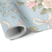 Wedding Wrapping Paper With Florals And Peacocks ラッピングペーパー (ロールコーナー)