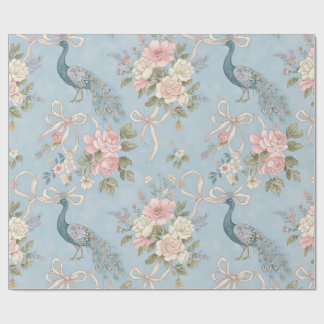 Wedding Wrapping Paper With Florals And Peacocks ラッピングペーパー