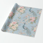 Wedding Wrapping Paper With Florals And Peacocks ラッピングペーパー (アンロールド)