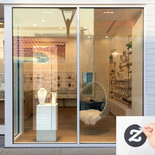 Weddings White Welcome Glamour Love Elegant ウィンドウサイン (店舗窓)