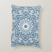 Wedgewoodの青および白い花の曼荼羅 アクセントクッション (裏面(縦))