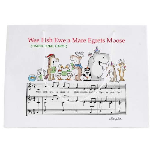 WEE FISH EWE A MARE EGLETS MOOSEサンドラボイントン ラージペーパーバッグ (正面)