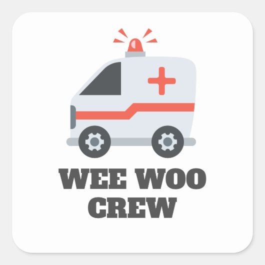 Wee Woo Crew, 911救急車スクエアステッカー スクエアシール (正面)