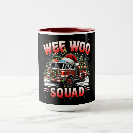 WEE WOO Squad Christmas Design with Fire Truck  マグカップ (中央)