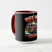 WEE WOO Squad Christmas Design with Fire Truck  マグカップ (正面左)