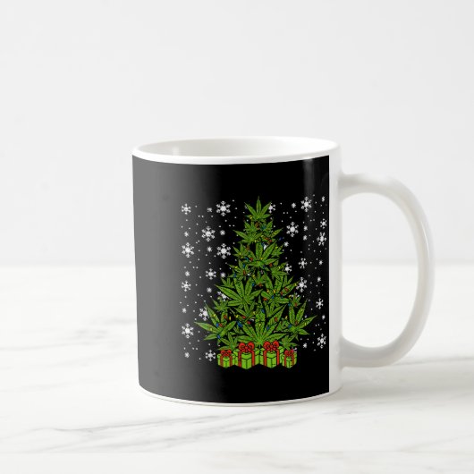 Weed Christmas Tree Funny Xmas T Men Women コーヒーマグカップ (右)