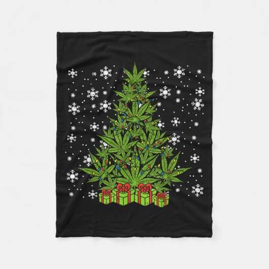 Weed Christmas Tree Funny Xmas T Men Women フリースブランケット (正面)