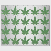 Weed Leaf on Silver Foiled Look Personalized ラッピングペーパー (フラット)