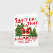 Weed Lover Smoking Light Up Christmas Tree  カード (黄色い花)