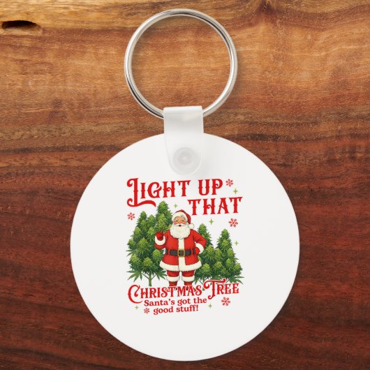 Weed Lover Smoking Light Up Christmas Tree  キーホルダー (正面)