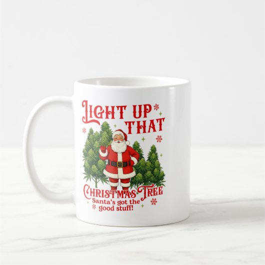 Weed Lover Smoking Light Up Christmas Tree  コーヒーマグカップ (左)