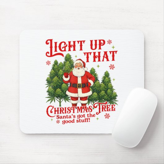 Weed Lover Smoking Light Up Christmas Tree  マウスパッド (マウス)