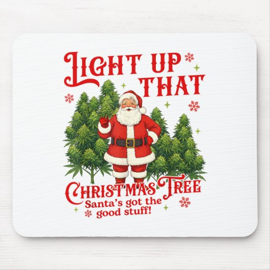 Weed Lover Smoking Light Up Christmas Tree  マウスパッド (正面)