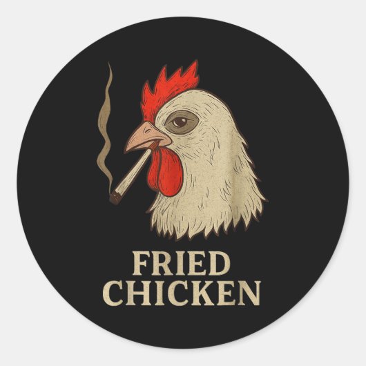 Weed Meme Funny Fried Chicken Smoking ラウンドシール (正面)