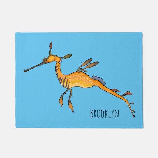 Weedy seadragon cartoon illustration  ドアマット (正面)